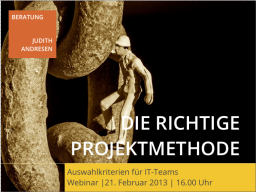 Webinar: Die richtige Projektmethode