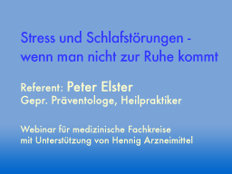 Webinar: Stress und Schlafstörungen - wenn man nicht zur Ruhe kommt