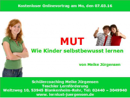 Webinar: MUT - Wie Kinder selbstbewusst lernen