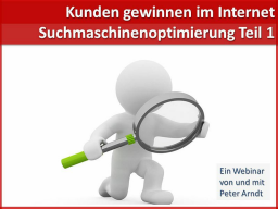 Webinar: Webinar Kompaktkurs - Teil 5 - Suchmaschinenoptimierung