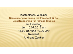 Webinar: Umsatzcoaching für FitnessStudios, Trainer und Kursleiter