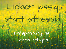 Webinar: Lieber lässig statt stressig, Teil 2