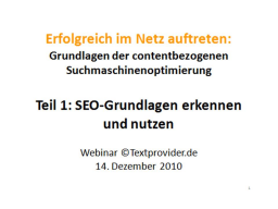 Webinar: Erfolgreich im Netz auftreten