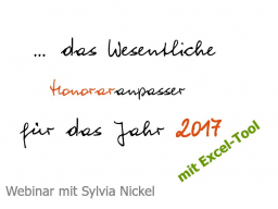 Webinar: Preis- und Honoraranpasser 2017/18