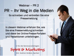 Webinar: PR Teil 2 - So schreiben Sie eine Pressemeldung
