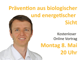 Webinar: Prävention aus biologischer und energetischer Sicht