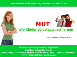 Webinar: MUT - Wie Kinder selbstbewusst lernen