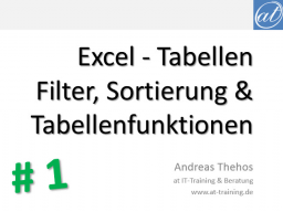 Webinar: Excel - Effizienter Umgang mit Tabellen - Teil 1